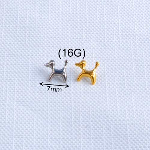 Titanium Piercing Studs ASTM F136 Implant Grade Mini Puppy Dog Lip Labret Ring CZ Crescent Moon Star Cartilage Helix Stud-P267