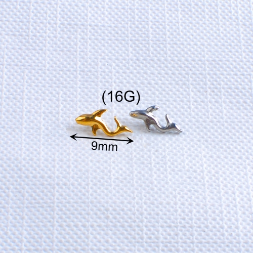 A playful leaping whale astm f-136 implant grade titanium body jewelry supply-P338