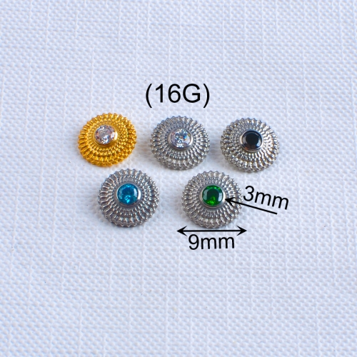 Ninesafe Piercing disc with a black zircon made of F136 titanium Earrings for Man and Women Jewelry-P392