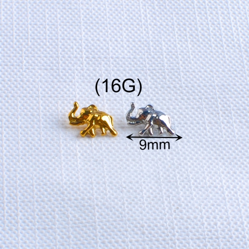 ASTM F136 Titanium Elephant Shape Ear Stud Nose Stud Earring Labre Body Piercing Jewelry made by Ninesafe piercing --P400
