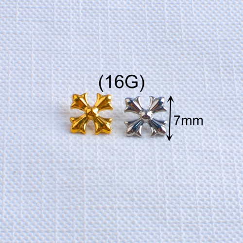ASTM F136 Titanium Lip Piercing Jewelry Inspired Cross Internally Threaded New Style--P423