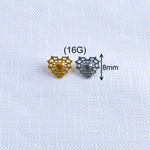 ASTM F136 Titanium 16G Cartilage Spiral Earrings Spider Web Heart Flat Back Earrings Conch Monroe Medusa Labret Body Lips--P468