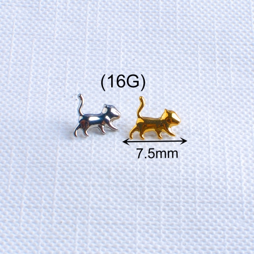NINESAFE PIERCING A cuty lion Implant Grade Titanium Internally Threaded Nose Stud Earring-P383