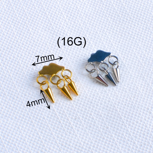 Titanium Labret Studs Ear Nose Internal Threaded & Push in Metal Cone Clusters Set Surrounding Cubic Zircon Studs--P444