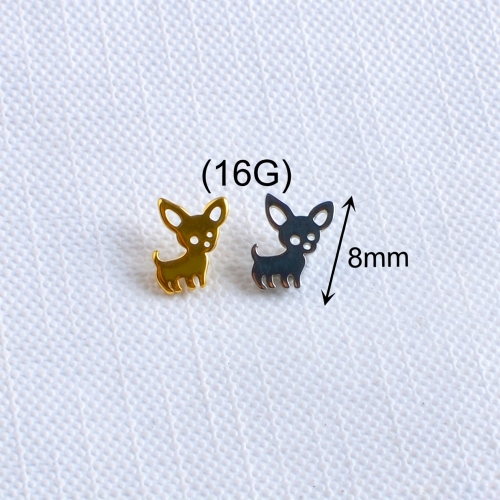 Tragus piercing jewelry astmf136 threaded 16g animal earring zinc alloy silver rose gold hollow out small cute dog stud earring for girls -P120