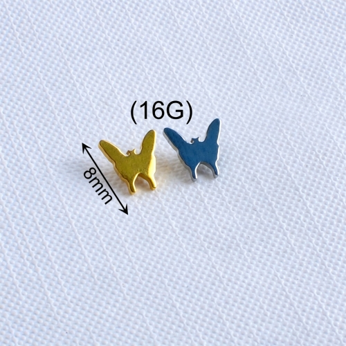 Amazon Hot Selling Mini Butterfly Stud Earrings Fashion Metal Little Butterfly piercings titanium Earring For Women Girl nose piercing jewelry -P122
