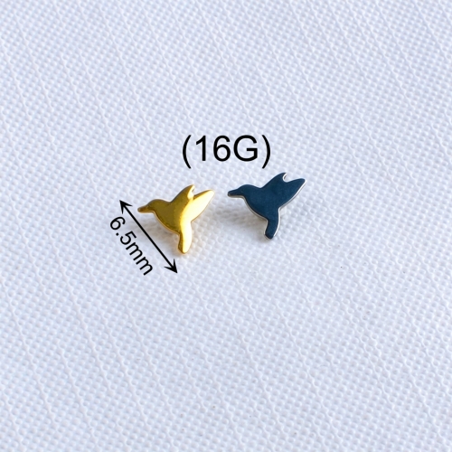 Body Piercing Jewelry High quality titanium plated nickel free fashion earrings astmf136 threaded 16g Bird ear studs helix piercing jewelry-P123