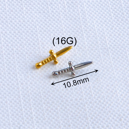 ASTM F136 Titanium Internally Threaded Sword Top Labret Ear Cartilage Piercing Jewelry rook piercing jewelry piercing supply --P158