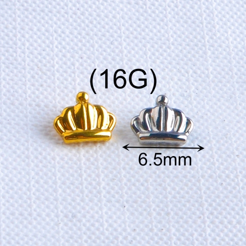 ASTM-F136 new handmade jewelry crown queen hollow stud earrings fashion titanium jewelry helix piercing jewelry -P125