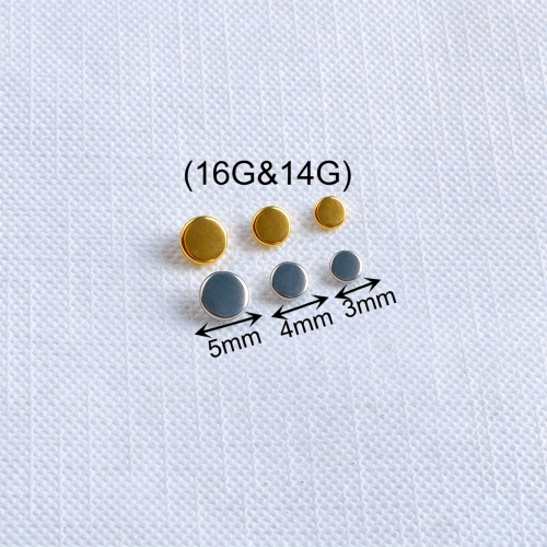 High Quality Body Piercing Jewelry ASTM F136 Titanium Inrenally Thread Parts 0.9mm/1.2mm Thread 3mm/4mm/5mm Disk Lip Piercing Jewelry P065