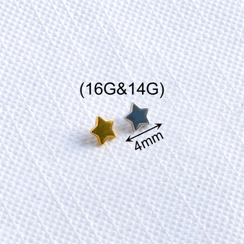 NSPJ Titanium Piercing Jewelry ASTM F136 Titanium Jewelry Star Shape Earring Piercing Jewelry 0.9/1.2mm thread P053