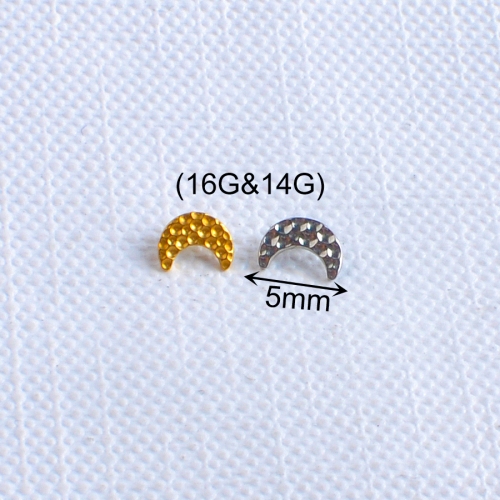 Moon Shaped 16G Body Piercing Jewelry ASTM F136 Titanium Piercing Jewelry 0.9mm Internally thread jewelry Ear piercing jewelry P080