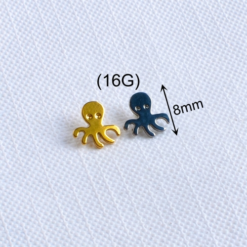 nine safe piercing Body Piercing Jewelry Wholesale jewelry making accessory squid and octopus pendant internally threaded titanium jewelry --P124