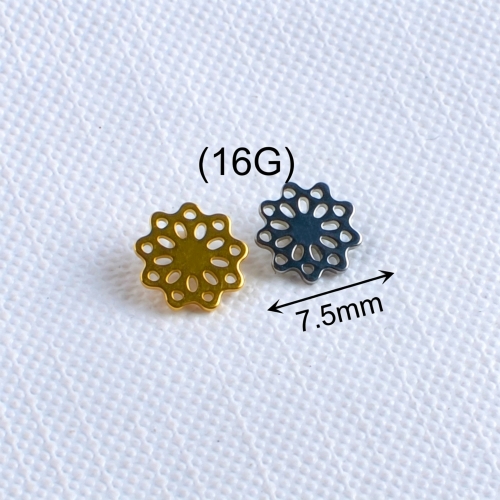 Wholesale ASTM-F136 titanium new earrings women's simple geometric flower retro small earrings Helix piercing ear piercing --P248