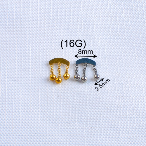 Curved chain small tassel pendant Internal Threaded Piercing Titanium Body Piercing  ASTM F136 Titanium-P318
