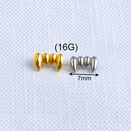 Ninesafe Titanium Body Piercing Vampire Teeth Flat Back Labret Helix Ear Studs titanio joyeria P235