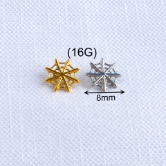 ASTM F136 Titanium 16G Spider Web Stud Earring Cartilage Tragus Helix Conch Ear Lobe Flat Piercing Halloween Jewelry--P252