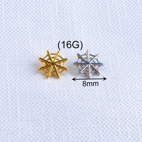 ASTM F136 Titanium 16G Spider Web Stud Earring Cartilage Tragus Helix Conch Ear Lobe Flat Piercing Halloween Jewelry--P252