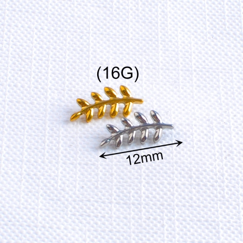 ASTM-F136 Titanium 3D Leaf 16G Top Internally Threaded Labret Piercing ear piercing and helix piercing--P219
