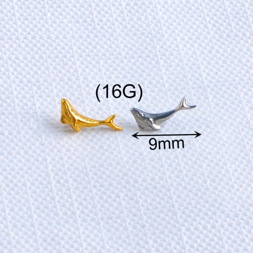 Ninesafe Piercing A joyful whale astm f-136 titanium earrings types of piercings jewelry-P342