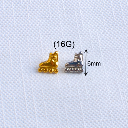 Factory Wholesale Titanium F136 Roller Skate Earrings Lip Stud Pin and Thread Top Women's Body Jewelry--P535