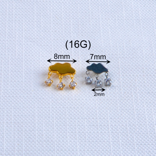 16G ASTM F136 Titanium Piercing Jewelry Internal Threaded Screw cloud Shape Titanium Lip Labret Piercing Body Jewelry Piercings--P528