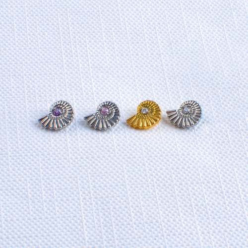Titanium ASTM F136 Thread Piercing Labret Stud Earring Brilliant Cut Conch-shaped with Zircon Body Jewelry Wholesale Gift--P672