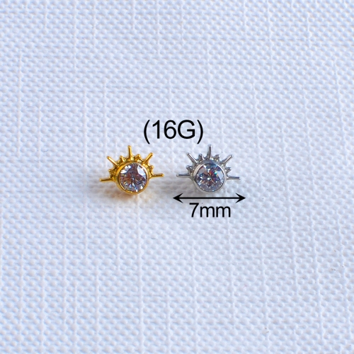 ASTM F136 Titanium Starburst Half With CZ Cartilage Earring Piercing 16G Star Helix Tragus Labret Stud Body Jewelry--P409
