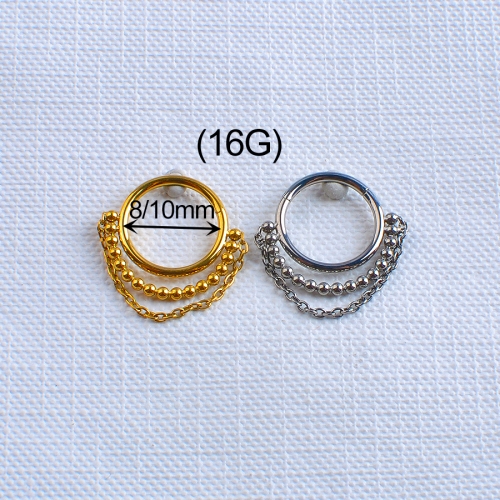 Double chain Titanium Body Piercing ASTM F136 Titanium Clicker Segment Chains -W154