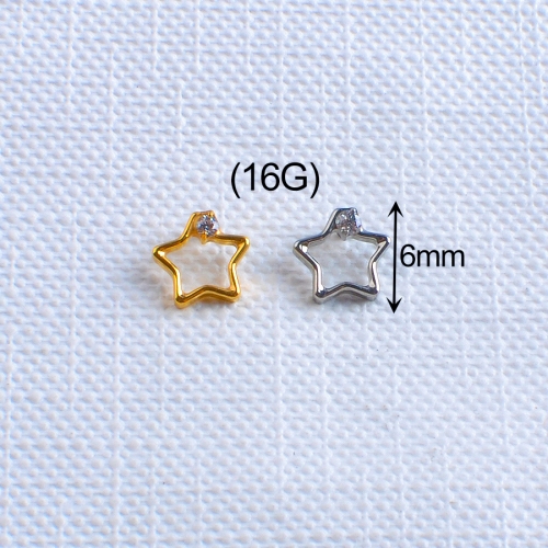 ASTM F136 Titanium Star with Zircon Labret Stud Titanium Body Jewelry earring piercing and helix piercing --P209
