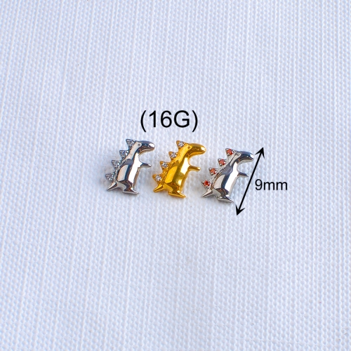 Wholesale Piercing Body Jewelry Earring Labrets ASTM F136 Dinosaur Internally Threaded Top Jewelry Nose Ear Ring Lip Ring-P261