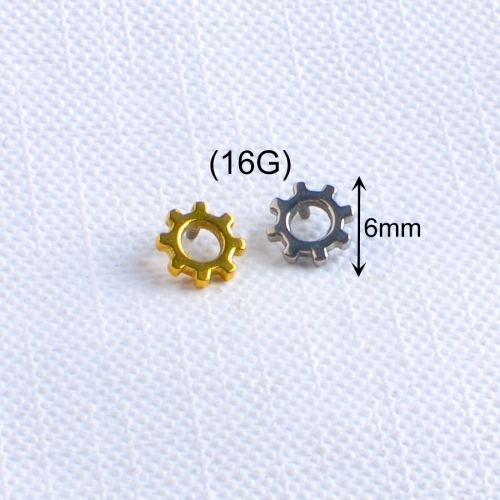 Astm F136 Titanium Labret Piercing Silver Hydraulic Screw shape Plated 16 Gauge Internally Thread Flat Back Stud Earring--P540