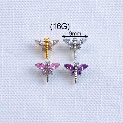 Earring Nose Ear Ring Lip Ring Piercing Jewelry ASTM F136 Titanium Dragonfly Internally Threaded Top Fashion Jewelry Wholesale-P264