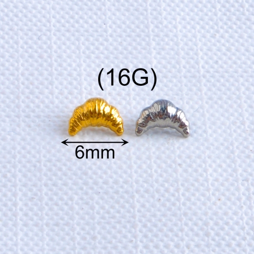 Hot ASTM F136 Titanium Internally thread High Polished Cute croissant Shape Body Piercing Jewelry Accessories Stud--P548