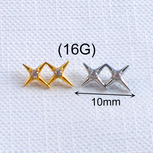 ASTM-F136 titanium Earrings Gold Plated Zirconia Minimalist Jewelry Earring Tiny Stud Bling Stylish Star Stud Earrings--P205