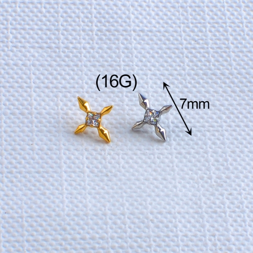 Wholesale CZ Cartilage ASTM F136 Lip Stud Titanium Labret Flat Back Earring Piercing Jewelry--P431