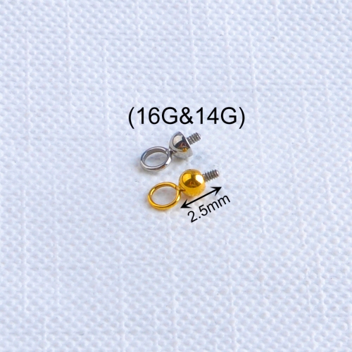 ASTM-F136 titanium 14G&16G Thread Large Hole Sheeps Eye Pendant Bag Pin Half Bead Holder DIY Accessor--P567