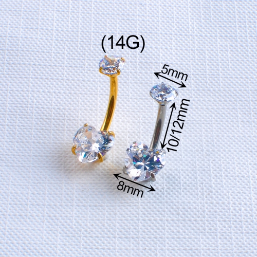 Custom Belly Ring Body Piercing Jewelry ASTM F136 Titanium Belly Piercing Round CZ Zircon Navel Belly Button Ring For Women--W76