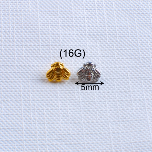 Ear Piercing Jewelry honeybee Body Piercing Jewelry Titanium 16G Inrenally Thread Parts Zircon ASTM F136 titanium piercing supply-- P112