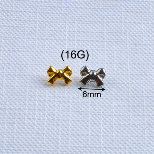 ASTM-F136 Small Bow Knot Shape Ear Studs Earrings Fashion Wholesale Jewelry for Women Girls body Piercing titanium piercing jewelry -P151