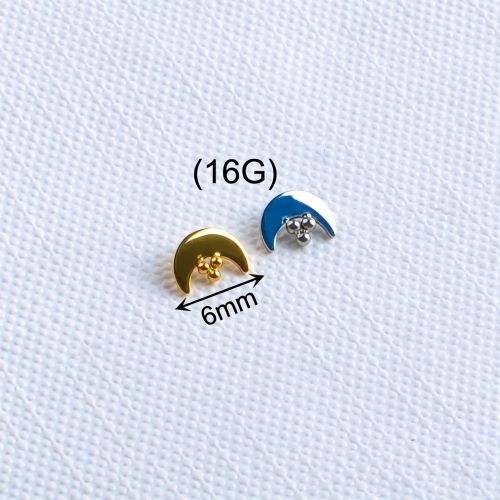 Ear Piercing Body Piercing Jewelry Three beads in Moon ASTM F136 Titanium Internally Thread Parts Opal Stone Jewelry piercing supply --P103