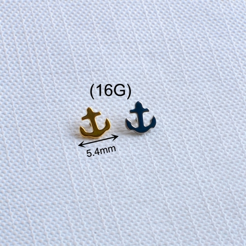 ASTM-F136 Titanium Pirate Jewelry DIY Making Dome Surface Earrings Pendant Different Pattern Anchor Earrings piercing supply --P156