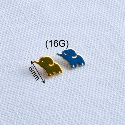 Cute astmf136 threaded 16g Baby Elephant Pendant Stud Earrings For Women Huggies Animal Gift Statement Jewelry piercing supply -P118