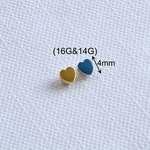 NSPJ Ear Piercing Jewelry 0.9/1.2MM Internally Thread Top Heart Shape Titanium Colors Jewelry ASTMF136 Titanium Body Piercing Jewelry P054