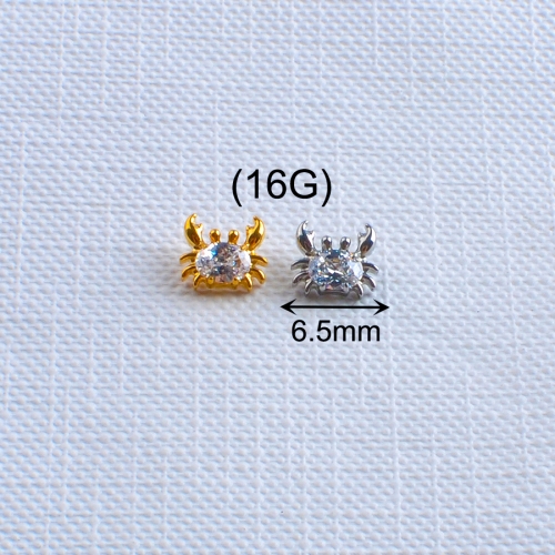 Titanium 16G Internal Thread Crab Fish Shape CZ Inlay Earrings Ear Stud Tragus Cartilage Helix Women Body Piercing Jewelry--P673
