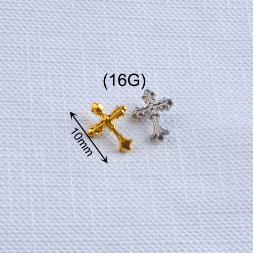 ASTM F136 Titanium  Lip Piercing Jewelry Inspired Cross Internally Threaded New Style--P533