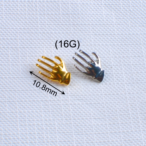 Titanium 16G CNC Skeleton Hand Top Internal Thread Labret Piercing Threadless Ear Stud Tragus Helix Women Body Piercing Jewelry--P529