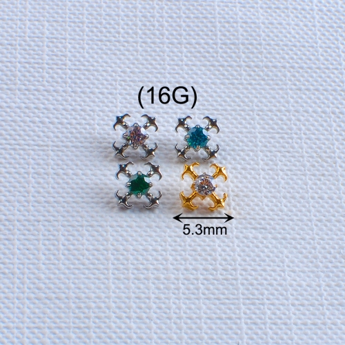 ASTM F136 Titanium White and Green Zircon Snowflake Labret Studs Body Piercing Lip Jewelry Rings Tragus Helix Cartilage Gift--P552