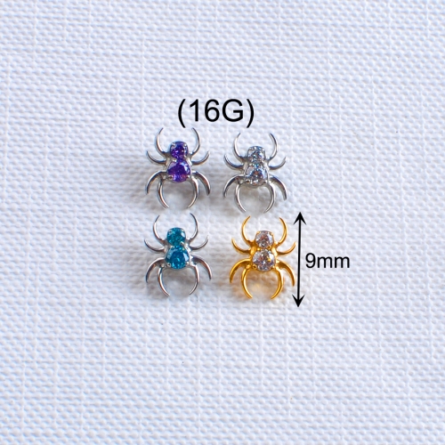 High Quality Fashion Ear Studs ASTM F136 Titanium Spider Internally Threaded Top Labret Helix Earring Nose Ring Piercing Jewelry--P554
