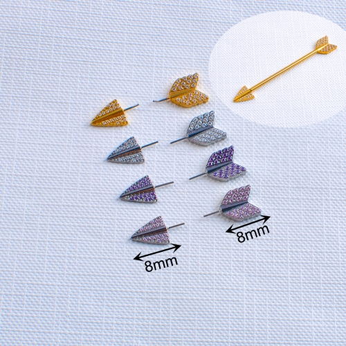 New Trendy Piercing Arrow Industrial Barbell ASTM-F136 titanium Earrings Fashion Body Jewelry for Women Men--T44